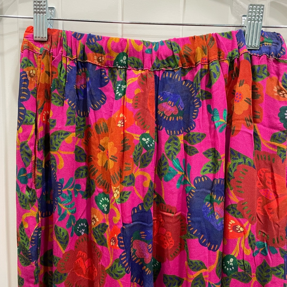 NWT Olivaceous Pink Red Blue Floral Wide-Leg Pants Sz S - Picture 7 of 9